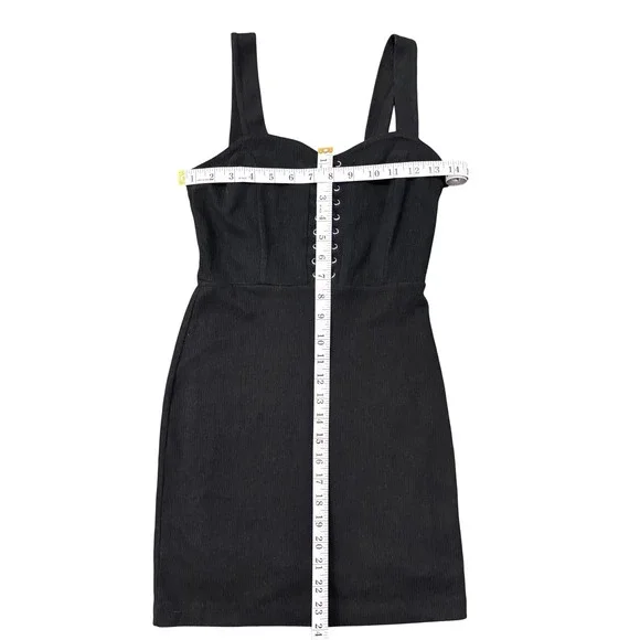 Forever 21 Black Corduroy Mini Dress Lace Up Front Sleeveless Casual - Picture 3 of 3